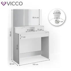 Vicco Schminktisch + LED Ruben Weiß 100 X 150 X 42 Cm Holzwerkstoff -Vidaxlko Verkaufe a85500df6e963489629901ddc417d1af