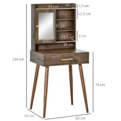 HOMCOM Schminktisch Frisiertisch Modern Kosmetiktisch Mit Spiegel Schublade Schlafzimmer Spanplatte Walnuss 60 X 45 X 134 Cm -Vidaxlko Verkaufe a91dc3b5e32106d1a9fae66419f5766e