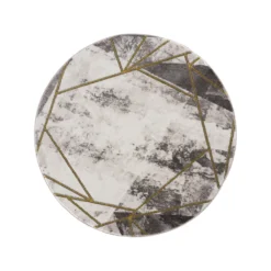 Teppich Wohnzimmer – Gold Grau - Kurzflor- Marmor Optik - Geometrisch, Größe:160 Cm Rund -Vidaxlko Verkaufe a976fd51d9f24481022aa743ea52f6d5