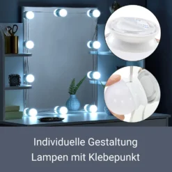 Juskys Schminktisch Bella Mit LED Beleuchtung, Spiegel, Schublade & 4 Ablagefächern - 108 X 40 X 140 Cm - Holz - Weiß - Kosmetiktisch Frisiertisch -Vidaxlko Verkaufe a9a55001b4093d484101fc3afc34e317
