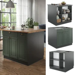 Vicco Kücheninsel Fame-Line Anthrazit-Gold Landhaus 90 Cm Holzwerkstoff