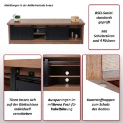 TV-Rack HWC-K75, Fernsehtisch TV-Board, Schiebetüren Staufächer, Holz-Optik Industrial Metall 43x150x40cm Braun -Vidaxlko Verkaufe aa32a5d1f0d15c6da297088e18c23ed8