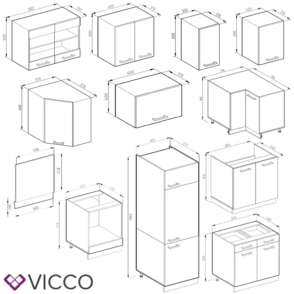 Vicco Eckküchenzeile R-Line Weiß Anthrazit Hochglanz 227 X 287 Cm Holzwerkstoff 4 Vicco Eckküchenzeile R-Line Weiß Anthrazit Hochglanz 227 X 287 Cm Holzwerkstoff – Bild 4