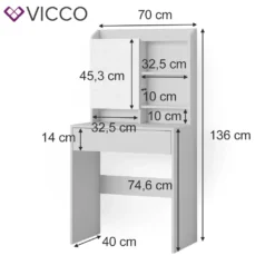 Vicco Schminktisch Frisiertisch Frisierkommode Laura Weiß 70x136 Cm Spiegelschrank Modern Schlafzimmer Kommode Schminkspiegel Schrank Schublade Kosmetiktisch Make-Up-Tisch -Vidaxlko Verkaufe aacc150627b53183771e3501595f2ad1