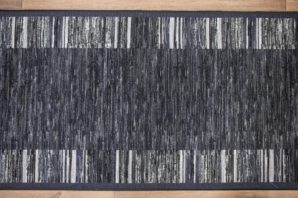 Läufer ADAGIO 100x400 Cm Kurzflor Designer Teppichläufer In Dunkelgrau Antirutsch Streifen Muster Gel Basis Teppich 2 Läufer ADAGIO 100x400 Cm Kurzflor Designer Teppichläufer In Dunkelgrau Antirutsch Streifen Muster Gel Basis Teppich – Bild 2