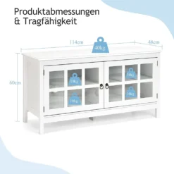 GOPLUS Fernsehschrank Für TV Bis Zu 50 Zoll, Lowboard Fernsehtisch, Gehärtetem Glas Für Leichte Kabelführung, Für Wohnzimmer Balkon Schlafzimmer (Weiß) -Vidaxlko Verkaufe ab7e7d1910a6e0c7635b0d1c443acbbf