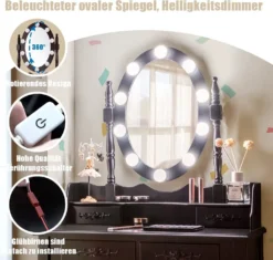 COSTWAY Schminktisch Set Mit 10 LED-Leuchten, Frisiertisch Mit Spiegel Und Schminkhocker, Helligkeit Einstellbar, Kosmetiktisch Mit 4 Schubladen Für Schlafzimmer, Make Up Tisch Holz (Braun) 7 COSTWAY Schminktisch Set Mit 10 LED-Leuchten, Frisiertisch Mit Spiegel Und Schminkhocker, Helligkeit Einstellbar, Kosmetiktisch Mit 4 Schubladen Für Schlafzimmer, Make Up Tisch Holz (Braun) -Vidaxlko Verkaufe aba6f9e90668193cd526ef0c298409c7