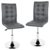 2er Set Esszimmerstuhl Mit Lehne ,Höhenverstellbar,Kunstleder,Grau