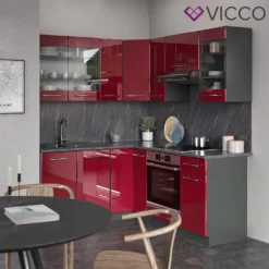 Vicco Eckküchenzeile Fame-Line Anthrazit Bordeaux-Rot Hochglanz 160,5 X 190 Cm Holzwerkstoff -Vidaxlko Verkaufe afe4f61a49a1b5aa155e32061e124ffe