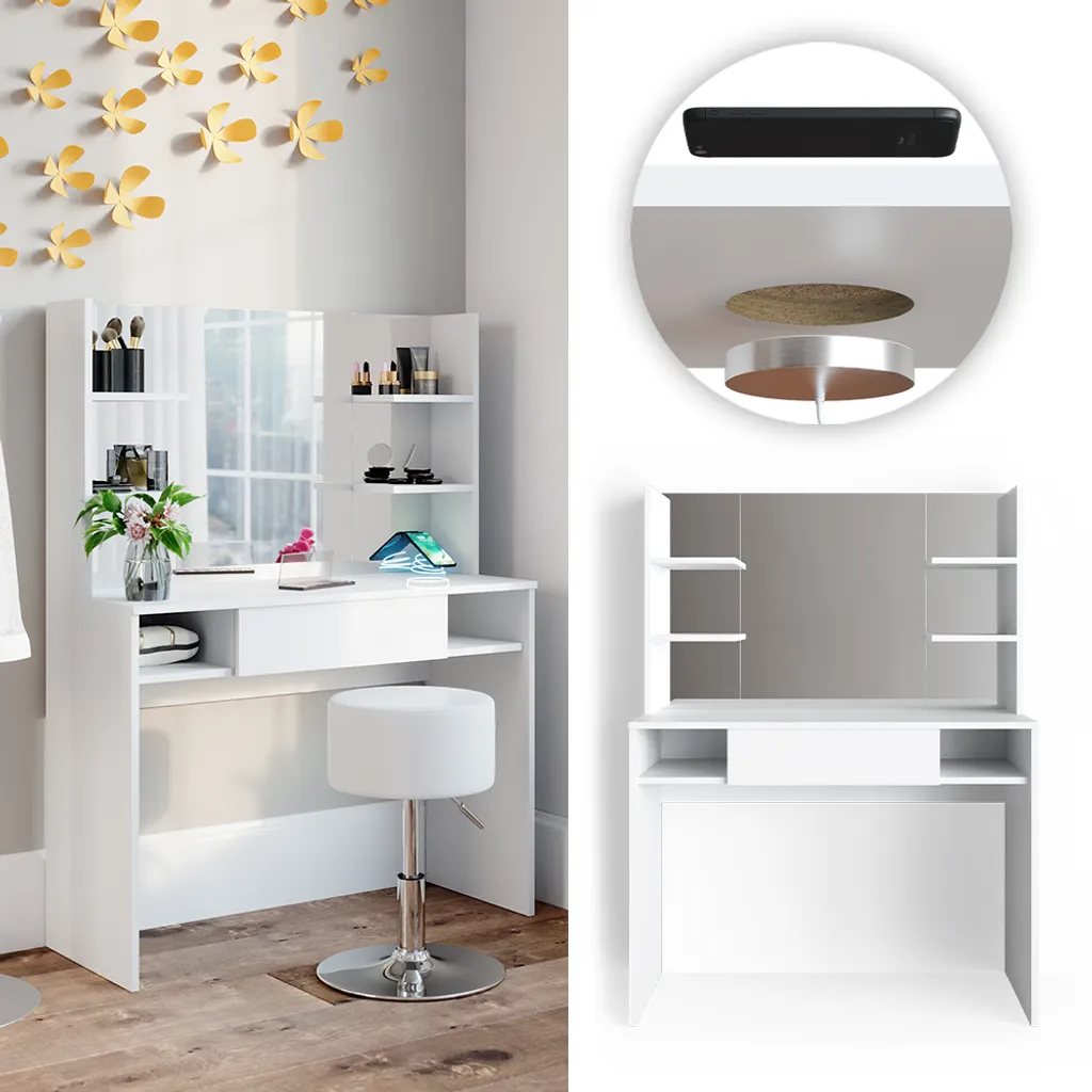 Vicco Schminktisch Frisiertisch Schminkkommode Daenerys QI Ladestation Kabellos 1 Vicco Schminktisch Frisiertisch Schminkkommode Daenerys QI Ladestation Kabellos