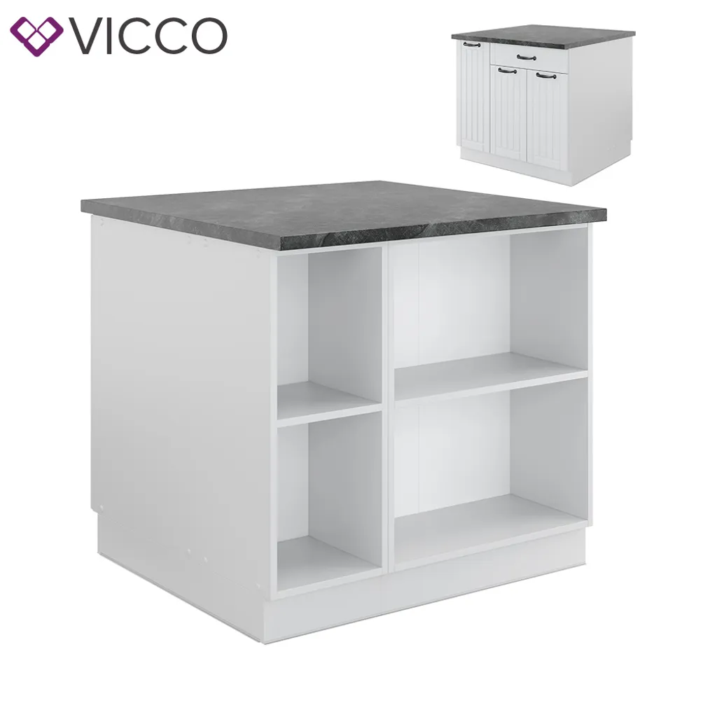 Vicco Kücheninsel Fame-Line Weiß Landhaus 90 Cm Holzwerkstoff 2 Vicco Kücheninsel Fame-Line Weiß Landhaus 90 Cm Holzwerkstoff – Bild 2