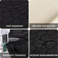 Rutschfeste Badematte Badteppiche 50 X 80 Cm, Badezimmerteppich Mit Memory Foam, Badezimmerteppich Duschvorleger Duschteppich Für Badewanne, Dusche, Badezimmer,Schwarz -Vidaxlko Verkaufe b0152c3a52aeb64515d0029f15b61947