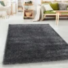 Hochflor Shaggy Wohnzimmer Teppich Soft Weichem Glanz Garn Einfarbig Grau, Farbe:Grau, Grösse:160x230 Cm