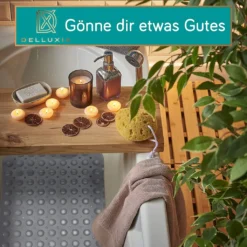 Delluxia Badewannenmatten Rutschfest Für Kinder & Erwachsene I 100x40cm Grau I Antirutsch Badematte BPA Frei, Inkl. Aufhängung I Duschmatte Schimmelresistent & Geruchsfrei -Vidaxlko Verkaufe b062af6c7f8a4961b9ac00a0ed805e13