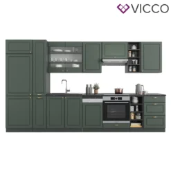 Vicco Küchenzeile Fame-Line Anthrazit Grün-Gold Landhaus 355 Cm Holzwerkstoff -Vidaxlko Verkaufe b1e1bae6822db0bd96b3a1c396ea5a85