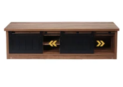 TV-Rack HWC-K75, Fernsehtisch TV-Board, Schiebetüren Staufächer, Holz-Optik Industrial Metall 43x150x40cm Braun -Vidaxlko Verkaufe b2b93bb08e2fd98f843480f253aef186