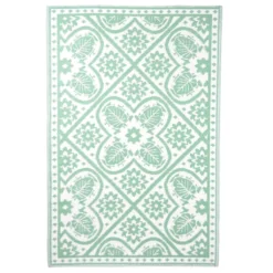 Esschert Design Outdoor-Teppich 182x122 Cm Fliesendesign Grün Und Weiß
