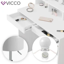 Vicco Schminktisch Frisiertisch Schminkkommode Ania Weiß LED Beleuchtung Hocker -Vidaxlko Verkaufe b3feeb627b0cfe86dc6477d0ef9e70c0
