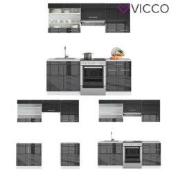 Vicco Küchenzeile Fame-Line Weiß Anthrazit Hochglanz 200 Cm Holzwerkstoff -Vidaxlko Verkaufe b4e2763a3d6469fc1e91e000031a7d2e