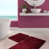 Badematten 2-teilig Set Badematte Badteppich Hochflor 50x60-60x100cm Havai Kirschrot