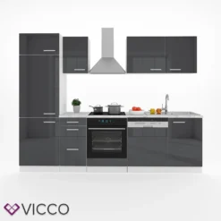 Vicco Küchenzeile Optima Anthrazit Hochglanz 270cm Holzwerkstoff -Vidaxlko Verkaufe b52019c1b00617c51bc9d2c17ddb935b