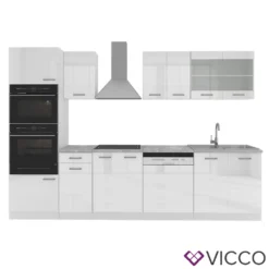 Vicco Küchenzeile + Arbeitsplatten R-Line Weiß Hochglanz 300 Cm Holzwerkstoff -Vidaxlko Verkaufe b5e76fe37d9424f4f65f678bd7eea3fe