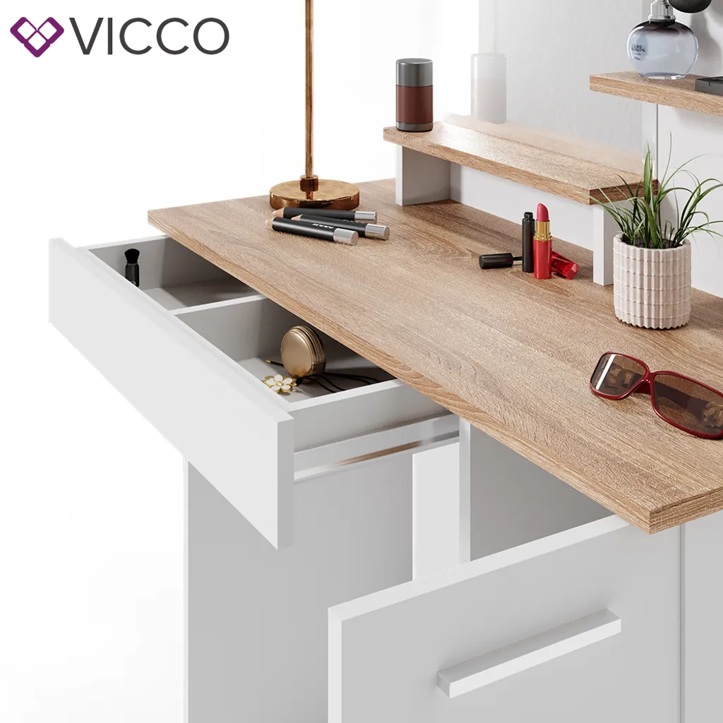 Vicco Schminktisch Julia Weiß Sonoma 90 X 137,5 X 38 Cm Holzwerkstoff 6 Vicco Schminktisch Julia Weiß Sonoma 90 X 137,5 X 38 Cm Holzwerkstoff – Bild 6