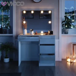 Vicco Schminktisch + Spiegel + LED Sherry Weiß Hochglanz 90 X 75 X 40 Cm Holzwerkstoff 13 Vicco Schminktisch + Spiegel + LED Sherry Weiß Hochglanz 90 X 75 X 40 Cm Holzwerkstoff -Vidaxlko Verkaufe b72d79a1d757be1d09c5b80eb024e8c9