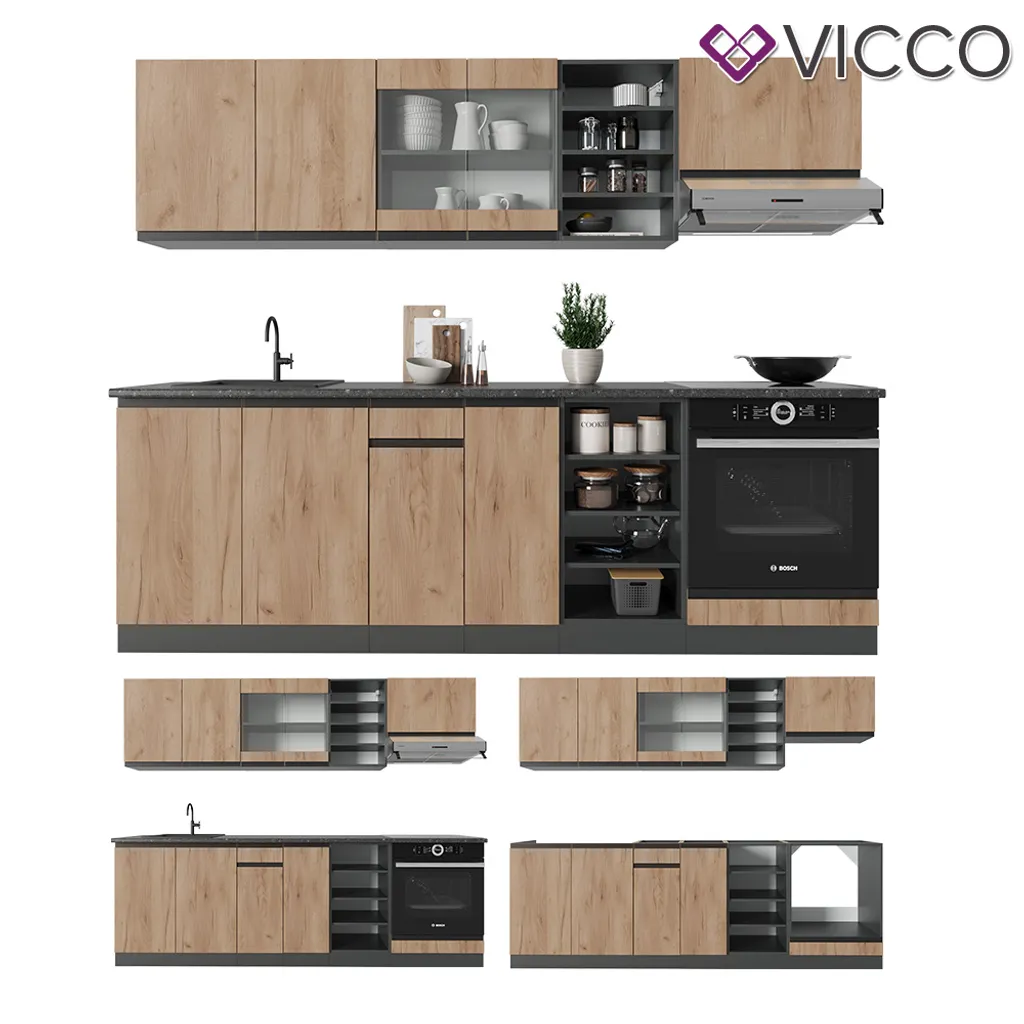 Vicco Küchenzeile R-Line J-Shape Anthrazit Goldkraft 240 Cm Holzwerkstoff 7 Vicco Küchenzeile R-Line J-Shape Anthrazit Goldkraft 240 Cm Holzwerkstoff – Bild 7