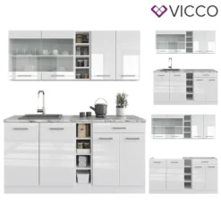 Vicco Küchenzeile + Arbeitsplatten R-Line Weiß Hochglanz 160 Cm Holzwerkstoff -Vidaxlko Verkaufe b8983794db0fa5c9a1e0ba93b4cccd9e