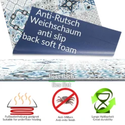 Läufer Küchenläufer Abwischbar Flurläufer Teppichläufer MIRZA Blau Azulejos Robust Breite 48cm Länge 180cm -Vidaxlko Verkaufe ba608aece9390e1bc7f9a5a19aa58bd0