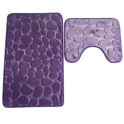 2-teiliges Rutschfestes Stehendes Badematten-Set, Atmungsaktive Memory-Schaum-Badematte, Bequem, Weich, Saugfähig, Toiletten-Badezimmer-Teppich, Rutschfeste Stehende Unterstützung,Lila -Vidaxlko Verkaufe bb517549a1dd374c3a4439524692e5b4