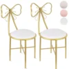 UNHO Esszimmerstühle 2er Set, Luxus Küchenstühle, Polsterstühle Schminkstuhl Mit Golden Metallbeinen