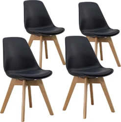 Esszimmerstuhl -4 Stück-Esszimmerstühle - Schalenstuhl - Gestell Aus Buchenholz - Schwarz