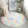 Weiche Flauschige Teppiche Runder Plüsch Regenbogen Farbverlauf Bodenmatte Hängender Korb Matte Teppich 100CM
