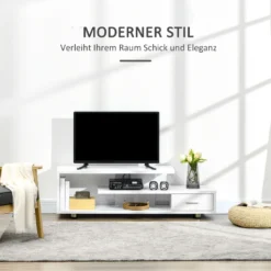 HOMCOM TV-Lowboard Fernsehschrank TV Schrank Mit Modernem Design Fernsehtisch Sideboard Mit Schublade Und Offene Regal Bis Zu 45 Zoll Weiß 135 X 35 X 41,7 Cm 11 HOMCOM TV-Lowboard Fernsehschrank TV Schrank Mit Modernem Design Fernsehtisch Sideboard Mit Schublade Und Offene Regal Bis Zu 45 Zoll Weiß 135 X 35 X 41,7 Cm -Vidaxlko Verkaufe bc5df5bb9a14b107dbabb7e485b97b1e