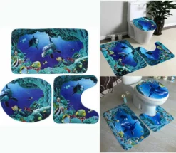 3 Teile/Satz Ozean Stil Unterwasserwelt Dolphin Carpe Wc Matte 3D Dolphin Print Badteppich Set -Vidaxlko Verkaufe bc8b5b5dc798e62b9da0c8745be9744c 1