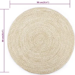 VidaXL Teppich Handgefertigt Jute Weiß Und Natur 90 Cm -Vidaxlko Verkaufe bd0fb64190342dcbbb8d3d708461fb06