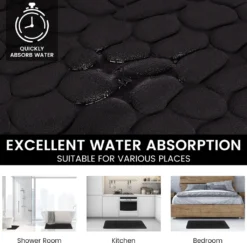 Rutschfeste Badematte Badteppiche 50 X 80 Cm, Badezimmerteppich Mit Memory Foam, Badezimmerteppich Duschvorleger Duschteppich Für Badewanne, Dusche, Badezimmer,Schwarz -Vidaxlko Verkaufe bd5c1a565d41278eeb6543a8dbdc1c11