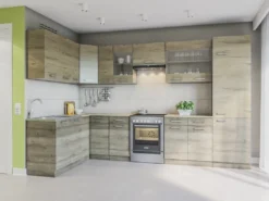 WinkelKüche Martha 330X170+ L-Form-Küchenzeile Eckküchenblock Trüffel-Sonoma