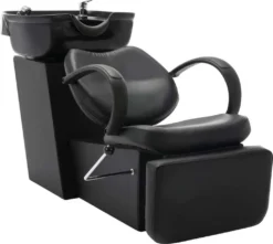 VidaXL Friseurstuhl Mit Waschbecken Schwarz Kunstleder