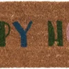 PRESENT TIME Kokos Fußmatte Happy Home Bunt, Schmales Format