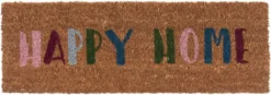 PRESENT TIME Kokos Fußmatte Happy Home Bunt, Schmales Format