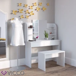 Vicco Schminktisch HOCKER Bank Cm Weiß - Frisiertisch Kommode Spiegel -Vidaxlko Verkaufe c2e1162a4779ec0c3c508f25e1688d1a