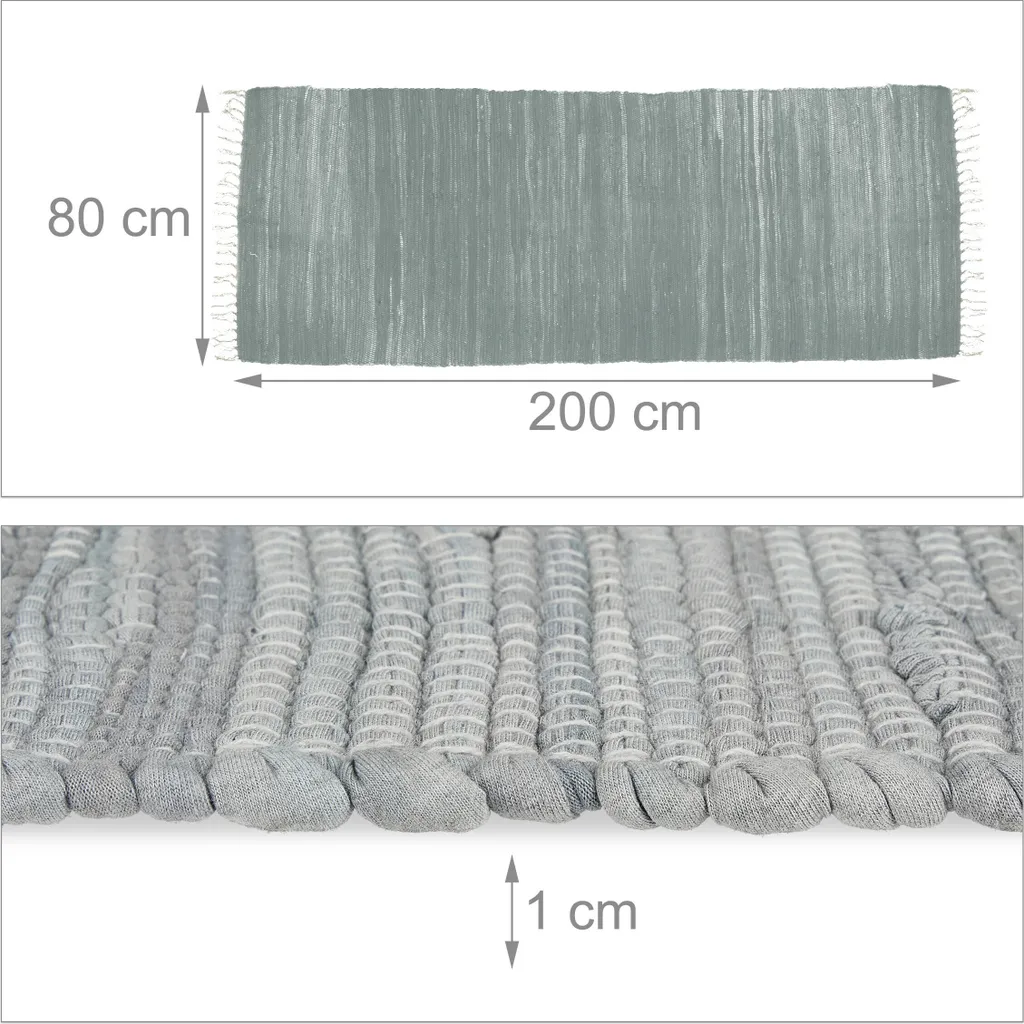 Relaxdays Grauer Flickenteppich Aus Baumwolle 4 Relaxdays Grauer Flickenteppich Aus Baumwolle – Bild 4