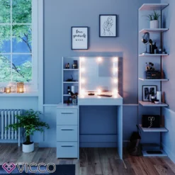 Vicco Schminktisch Frisiertisch Schminkkommode Meryl + LED-Beleuchtung Kommode -Vidaxlko Verkaufe c3bdb9c6196b48eedcb40788b7b00e8b