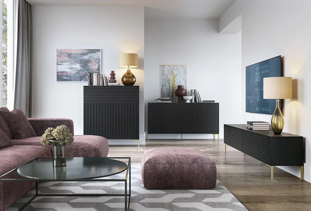 Selsey TV-Schrank Lammelo TV-Lowboard Schwarz Lamellenfront 175 Cm Breit 4 Selsey TV-Schrank Lammelo TV-Lowboard Schwarz Lamellenfront 175 Cm Breit – Bild 4