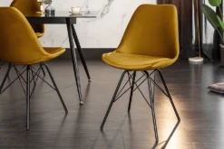 Design Stuhl SCANDINAVIA MEISTERSTÜCK Senfgelb Samt Schwarze Metallbeine -Vidaxlko Verkaufe c46c37c2b23cf5193e741789b3bade2f