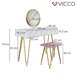 Vicco Schminktisch + LED-Spiegel + Hocker Ruby Weiß 100 X 79 X 40 Cm MDF 9 Vicco Schminktisch + LED-Spiegel + Hocker Ruby Weiß 100 X 79 X 40 Cm MDF -Vidaxlko Verkaufe c5d29606c3148c37f7362f0d58a431b9