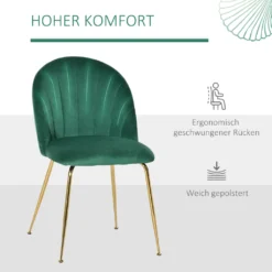 HOMCOM 2er-Set Küchenstühle Esszimmerstühle Polsterstuhl Mit Rückenlehne Wohnzimmerstuhl Essstühle Mit Metallbeinen Polyester-Gewebe Grün+Gold 52 X 52 X 81 Cm -Vidaxlko Verkaufe c621505bee1dd2e4fe72e0717bba7385